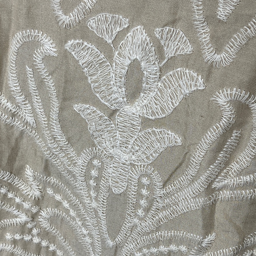 Anthropologie Solitaire Embroidered Blouse Handmade By Artisans Boho Scalloped - Picture 5 of 10